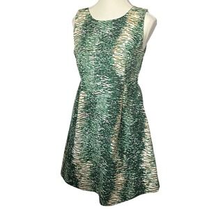 Zara Basic Green Fit and Flare Dress Sleeveless V-Neck Pockets‎ Size M
